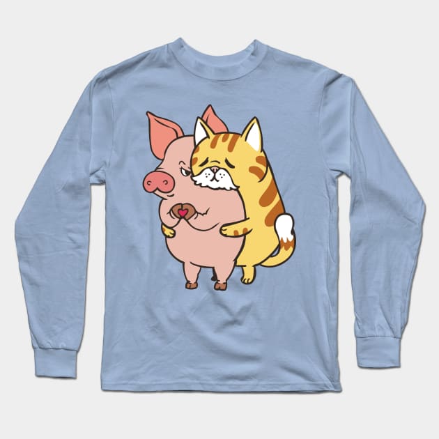 Friend Not Food Cat Long Sleeve T-Shirt by huebucket